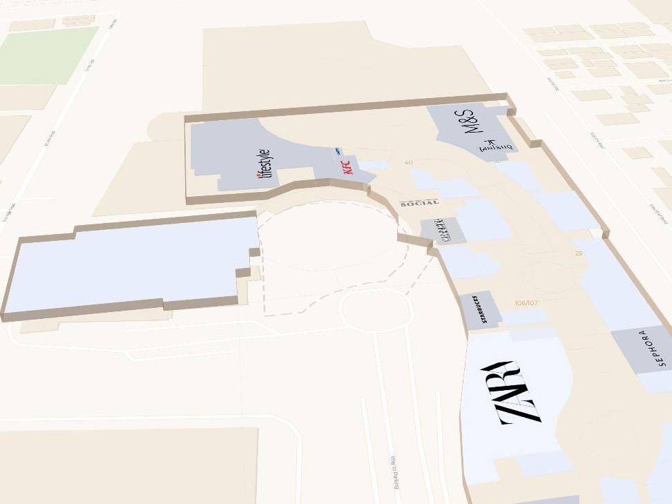 A tilted three dimensional Waylocate map of Phoenix Marketcity